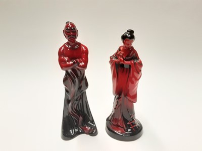 Lot 15 - Two Royal Doulton Flambé figures - The Geisha HN3229 and The Genie HN2999