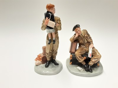 Lot 21 - Two Royal Doulton limited edition figures - Farewell Daddy HN4363, number 914 of 2500, and The Railway Sleeper HN4418, number 1580 of 2500