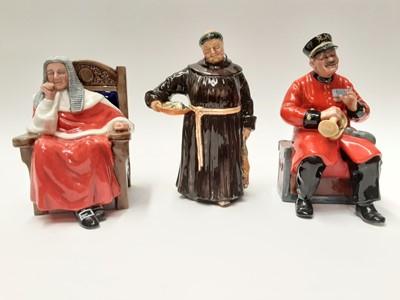 Lot 48 - Three Royal Doulton figures - The Jovial Monk HN2144, Past Glory HN2484 and Judge HN4412