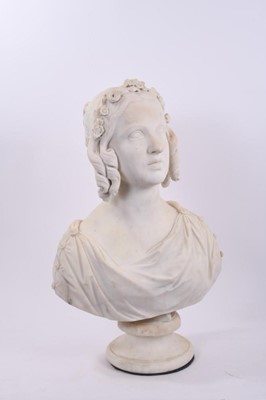 Lot 751 - Thomas Crawford ( circa 1813-1857), Grand Tour marble bust of Jane Caroline Armatt, dated  Rome 1838