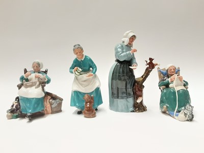Lot 57 - Four Royal Doulton figures - Good Friends HN2783, The Favourite HN2249, Nanny HN2221 and Twilight HN2256