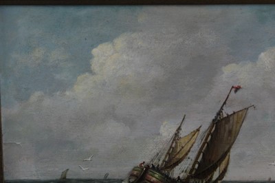 Lot 1073 - John Moore of Ipswich oil on panel seascape