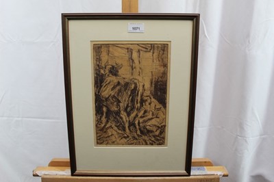 Lot 1071 - Harry Becker etching - Milking