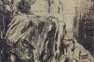 Lot 1071 - Harry Becker etching - Milking