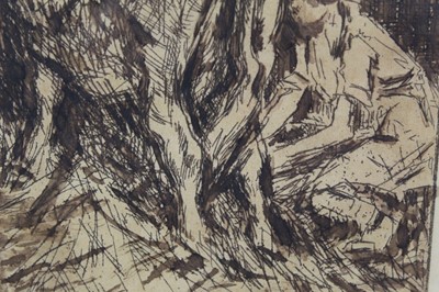 Lot 1071 - Harry Becker etching - Milking