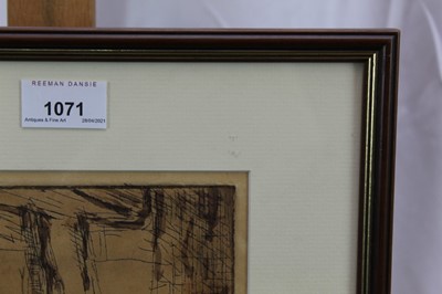 Lot 1071 - Harry Becker etching - Milking