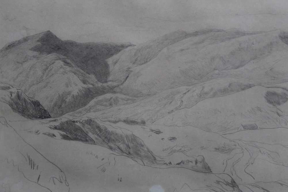 Lot 1075 - Henry Bright pencil sketch landscape, signed and dated 1851