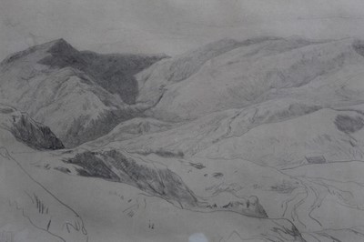 Lot 1075 - Henry Bright pencil sketch landscape, signed and dated 1851