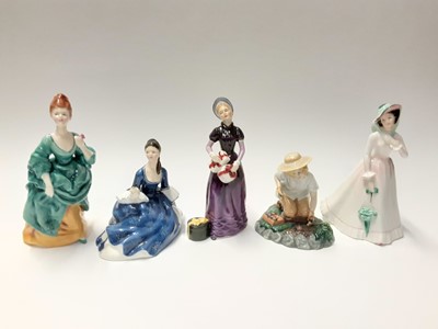 Lot 79 - Five Royal Doulton figures - Gardening Time HN3401, Rosalind HN2393, Olga HN2463, Good Day Sir HN2896 and Julia HN2706