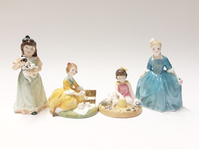 Lot 86 - Eight Royal Doulton figures - On The Beach HN3877, Picnic HN2308, My First Figurine HN3424, Almost Grown HN3425, Home At Last HN3697, Dinnertime HN3726, Special Friend HN3607 and A Child from Willi...