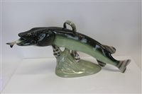 Lot 2074 - Royal Dux model of a Pike with fish in its...