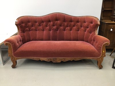 Lot 107 - 19th century Scandinavian walnut framed button upholstered sofa