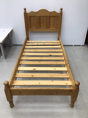 Lot 116 - Pair of pine single bed frames
