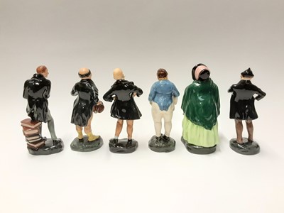 Lot 146 - Six Royal Doulton figures - Fat Boy HN2096, Uriah Heep HN2101, Pecksniff HN2098, Micawber HN2097, Pickwick HN2099 and Sairy Gamp HN2100