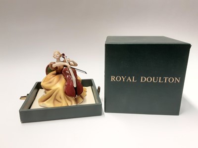 Lot 147 - Twelve Royal Doulton limited edition figures modelled by Peggy Davies - Harp HN2482, number 332, Dulcimer HN2798, number 685, Viola D'amore HN2797, number 589, Chitarrone HN2700, number 463, Hurdy-...
