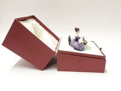 Lot 147 - Twelve Royal Doulton limited edition figures modelled by Peggy Davies - Harp HN2482, number 332, Dulcimer HN2798, number 685, Viola D'amore HN2797, number 589, Chitarrone HN2700, number 463, Hurdy-...