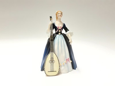 Lot 147 - Twelve Royal Doulton limited edition figures modelled by Peggy Davies - Harp HN2482, number 332, Dulcimer HN2798, number 685, Viola D'amore HN2797, number 589, Chitarrone HN2700, number 463, Hurdy-...