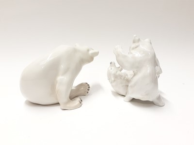 Lot 156 - Eight Royal Copenhagen porcelain polar bears, model numbers 1107, 232, 072, 233, 245 (the largest looks like number 409)