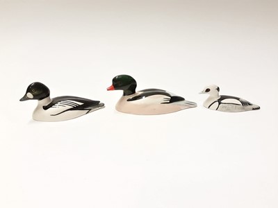 Lot 199 - Three Beswick Peter Scott Ducks - Smew, Goldeneye and Goosander, all boxed
