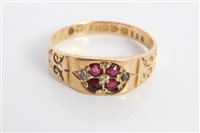 Lot 3375 - Edwardian gold (18ct) ruby four stone ring...