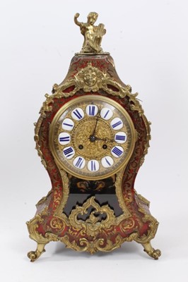 Lot 606 - Mid 19th century French boulle work mantel clock