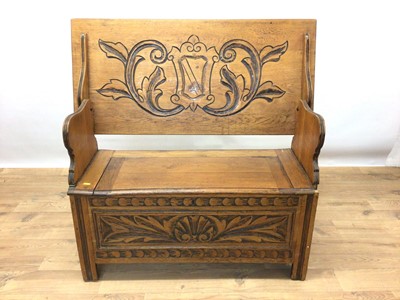 Lot 279 - 17th century style oak monks bench