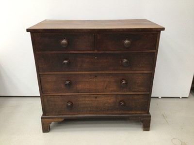 Lot 1 - Victorian mahogany chest of two short over three long drawers on bracket feet, 99cm wide x 51cm deep x 94cm high