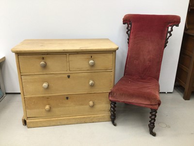 Lot 8 - Antique pine chest of drawers, together with a Victorian mahogany prie dieu