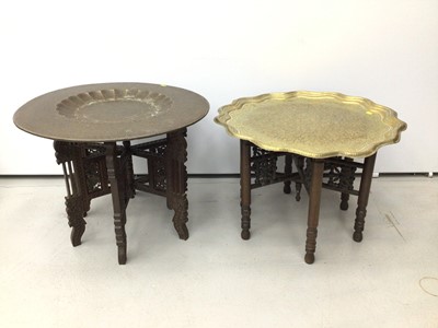 Lot 16 - Two Islamic brass top occasional tables