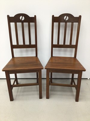 Lot 28 - Pair of Macintosh style walnut arts and crafts hall chairs