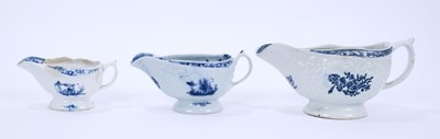 Lot 42 - Three Lowestoft sauceboats