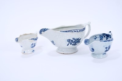 Lot 272 - Three Lowestoft sauceboats