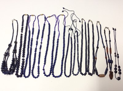 Lot 534 - Collection of thirteen lapis lazuli bead necklaces