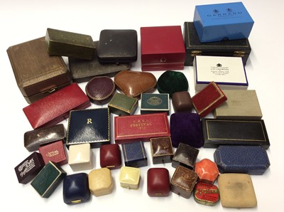 Lot 543 - Selection of antique and later empty jewellery boxes including Omega watch box