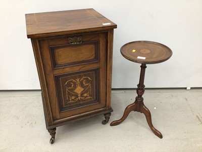 Lot 162 - Edwardian inlaid walnut coal purdonium and an Edwardian inlaid mahogany wine table