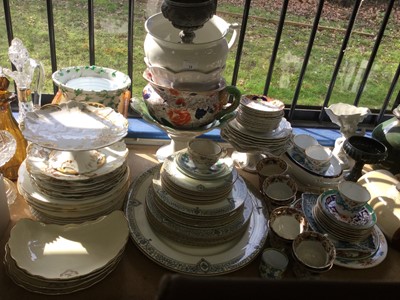 Lot 12 - Group of mixed ceramics to include Royal Worcester 'Portia' pattern dinnerware, stoneware hot water bottle, Limoges part desert service and other items (qty)