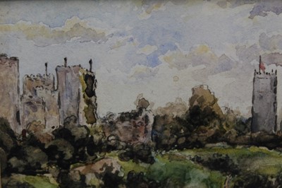 Lot 1077 - Attributed to Thomas Churchyard, watercolour - Framlingham Castle, in glazed gilt frame