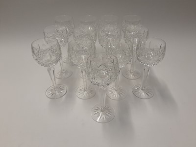 Lot 212 - Extensive Waterford Crystal Lismore pattern table service - 66 pieces plus a Waterford Crystal clock