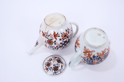 Lot 72 - Large Lowestoft teapot and cover, painted with trailing flowers in underlaze blue, red enamel and gold, 16.5cm high