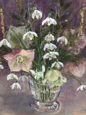 Lot 42 - Jean Simonson, contemporary, oil on canvas board - Still life of flowers, framed