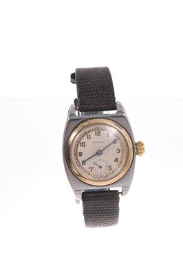 Lot 551 - A gentleman's vintage Oyster Rolex wristwatch in stainless steel case with yellow metal bezel, the back of the case numbered 1573
