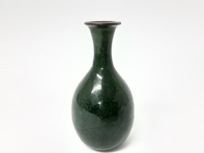 Lot 77 - Martin Brothers stoneware bottle vase, decorated with a mottled green glaze, inscribed mark to base, 12.5cm height