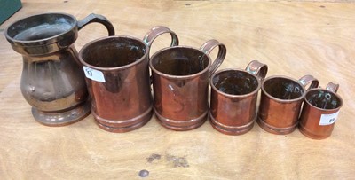 Lot 89 - Group of graduated antique copper measuring tankards (6)
