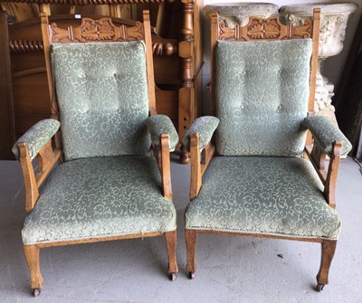 Lot 11 - Pair of Edwardian deep armchairs