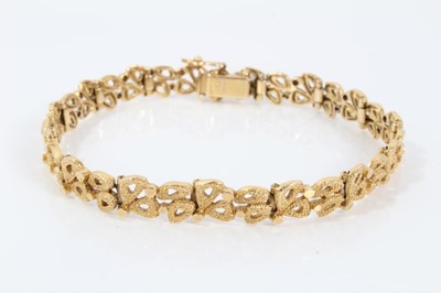 Lot 474 - 1960s gold bracelet, in a Victorian leather case