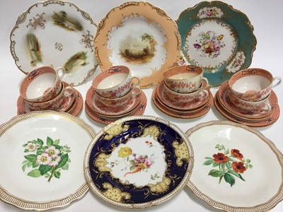 Lot 139 - A 19th century Staffordshire printed and painted tea service, and various 19th century flower painted dessert plates
