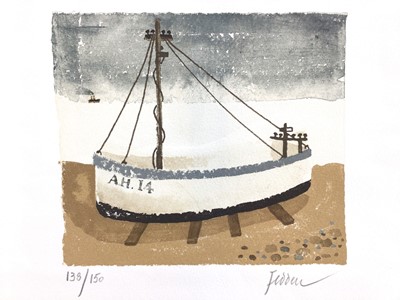 Lot 1058 - *Mary Fedden (1915-2012) signed limited edition print, Aldeburgh Fishing Boat, 2003, signed in pencil and numbered 138 of 150, 16.5 x 18.5cm.
