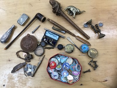 Lot 247 - Collection of bijouterie and works of art to include carved wooden sceptre, boxes jewellery etc