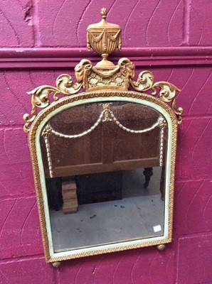 Lot 1070 - Georgian style green painted parcel gilt mirror