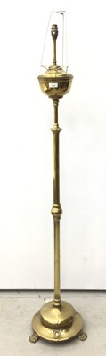 Lot 121 - Brass standard lamp, converted from an oil lamp